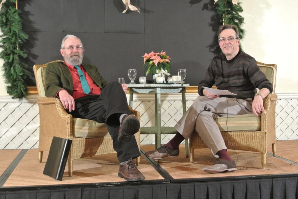 Former ANPF Artistic Director Douglas Rowe with ANPF Theatre Talk host John Rose in 2014.